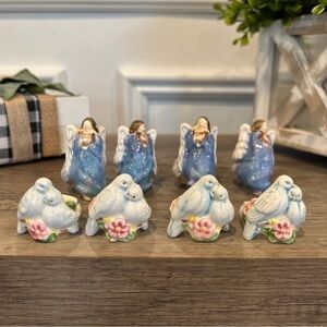 Vintage 1983 Avon Love Birds Doves and Angels Candle Huggers/Napkin Holder